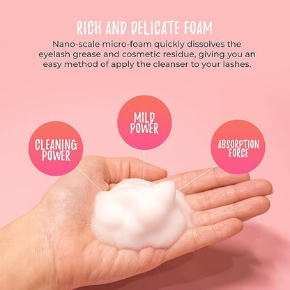 LLBA 60ML Eyelash Extension Cleanser - Lash Shampoo for Lash Extensions, Lash Bath for Dry & Sensitive Skin, Removes All Make-Up Including Waterproof Make-Up (Lash Shampoo (60ML))