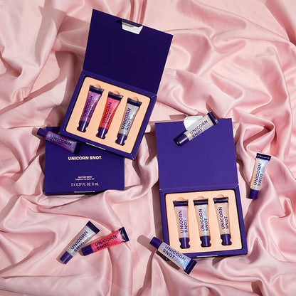 UNICORN SNOT Glitter Lip Gloss - Sparkly Lip Shine - Stocking Stuffers for Women, Gifts for Teen Girls - Vegan & Cruelty-Free Non-Sticky Formula Gloss Glitter Makeup - Multi-Colored Set of 3