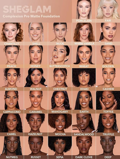 SHEGLAM Full Coverage Foundation Makeup Long Lasting Waterproof Matte Dewy Liquid Foundation - Butterscotch