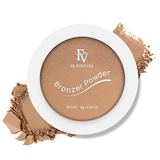 FV Bronzer Powder Long Lasting, Waterproof & Buildable Silky Bronzing Powder, Sunkissed Glow Makeup Finish, Talc-Free Bronzers for Women, Deep Bronzer, 0.28oz