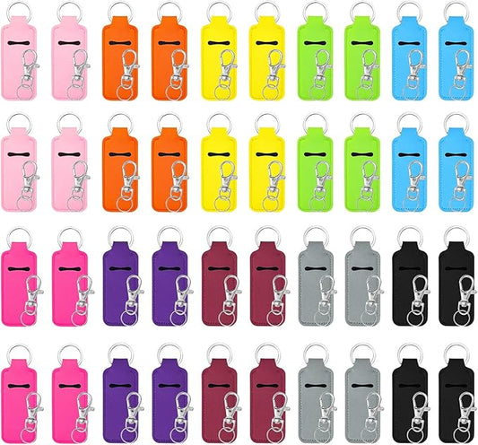 Krijues 10/20/40 Pcs Chapstick Holder Key Chain Lipstick Holder with Keychains (10 Colors)