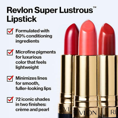 Revlon Super Lustrous Lipstick, Creamy Formula For Soft, Fuller-Looking Lips, Moisturized Feel, 030 Pink Pearl, 0.15 oz