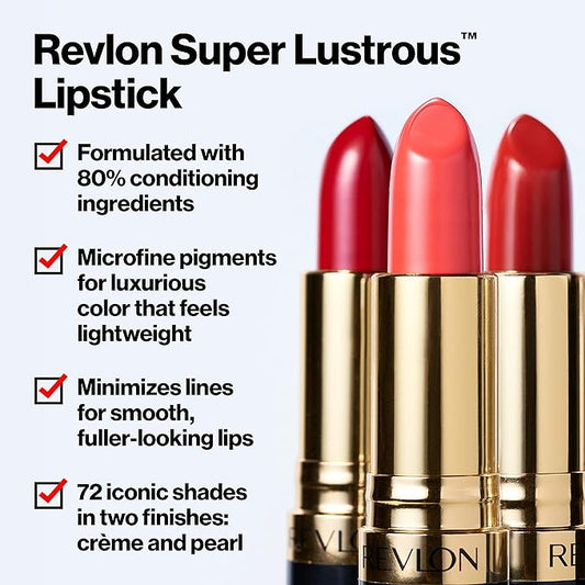 Revlon Super Lustrous Lipstick, Creamy Formula For Soft, Fuller-Looking Lips, Moisturized Feel, 773 I Got Chills, 0.15 oz