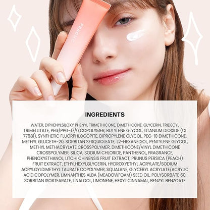 PEACH C Peach Glow Make Up Base - Hydrating, Moisturizing, Illuminating Pearl Make Up Base - Lightweight, Smudge-Proof & Pearly Shimmer Korean Makeup Primer Illuminating Face Cream (1.18 fl oz)