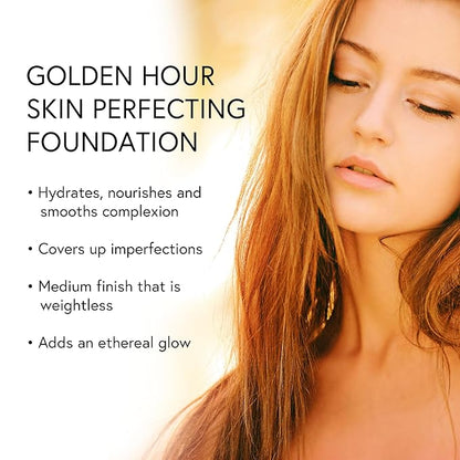 Honeybee Gardens Golden Hour Foundation in Malibu, Medium Shade, Skin-Perfecting, Luminous Finish, Vegan, 34.5ml