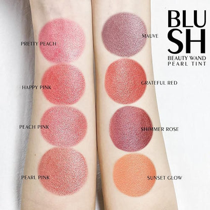 KYDA Blush Beauty Wand, Shimmer Face Blush with Cushion Applicator, Natural Pearl Finish, Silky Smooth Creamy Formula, Lightweight Blendable Blush Rouge Stick-Pearl Pink