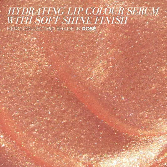 FITGLOW Beauty Lip Colour Serum | Hydrating Lip Gloss | Plumping Anti-Aging Lip Treatment | Natural Shine with Pomegranate Sterols & Collagen | Buildable Color for Dry Chapped Lips | Rosé- 10g