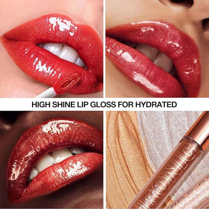 Clear Lip Gloss Lip Plumper Gloss Tinted Glitter Lipgloss Lip Oil Teens Moisturizing High Shine And Vegan Plumping Lip Gloss For Women Girls Long-Lasting Dry Lip Care (01# Clear Shimmer)