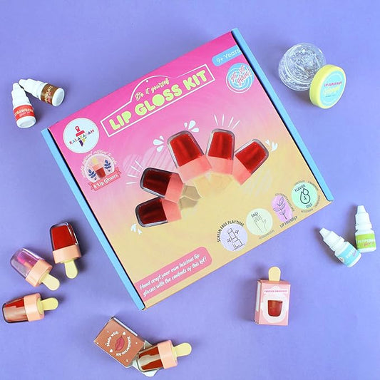 Lip Gloss Making Kit with Natural Ingredients - Make Custom Glosses with Essential Oils & Vitamin E - Educational STEM Craft Gift for Girls