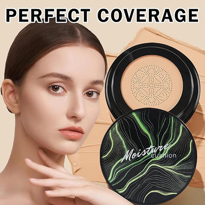 2Pcs Air Cushion CC Cream Foundation Mushroom Head Moisture Cushion Cover Up BB Cream Makeup for Moisturizing Oil Control Concealer Brighten Skin Tone #Natural Color