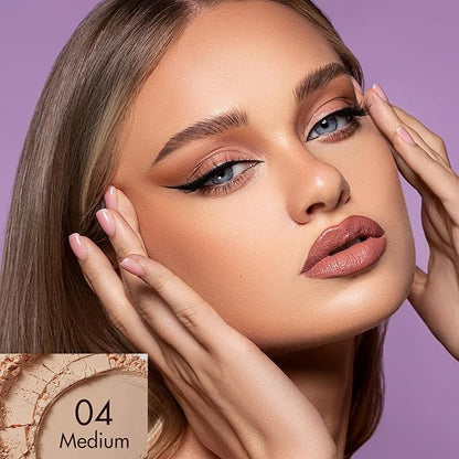 2 IN 1 Powder Sunscreen For Face【SPF 35】【Oil Control】【Lightweight】 Matte Finish Mineral Sunscreen Setting Powder For All Skin, 04-Medium