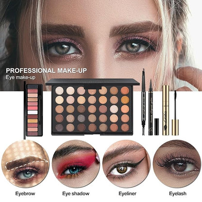 M All In One Makeup Kit, Makeup Kit for Women Full Kit,Multipurpose Women's Cosmetics Set,Beginners and Professionals Alike,Easy to Carry(DLS-Black)