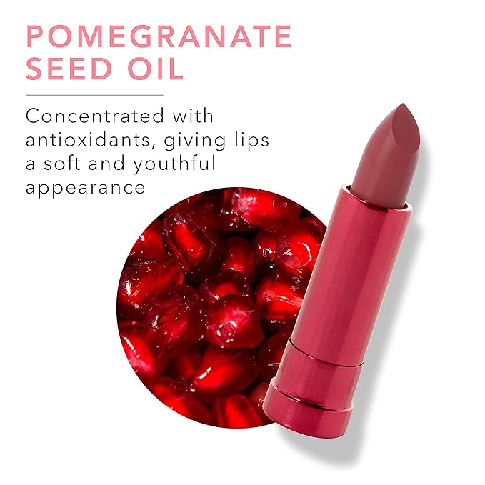 100% PURE Pomegranate Oil Anti-Aging Lipstick Long Lasting, Vibrant Makeup - Moisturizing Cocoa Butter Satin Finish - Vegan Fruit Pigmented Clover Color (Deep Neutral Pink Nude) - 0.15 oz