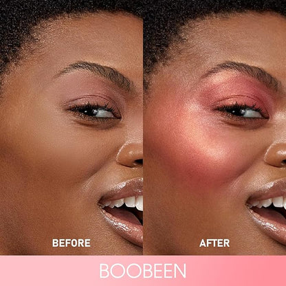 Boobeen Cream Makeup Blush Stick, Shimmer Blush for Cheeks, Lightweight Waterproof Highlighter Blush Wand, Easy to Blend