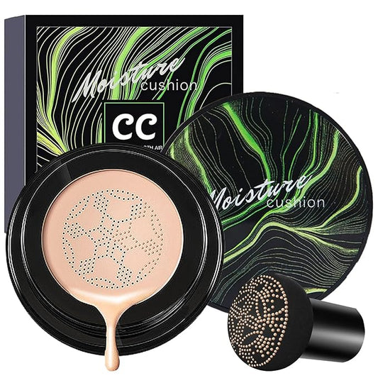 Mushroom Heads Air Cushion CC Cream,Moisturizing BB Cream,air cushion cc cream foundation,Full Coverage Long Lasting Concealer,Even Skin Tone Base Nude Makeup Foundation