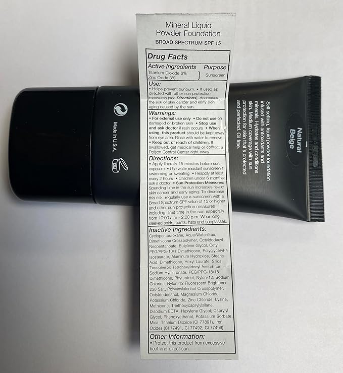 Jolie Mineral Liquid Powder Foundation SPF 15 1 Fl. Oz. Hypoallergenic - For All Skin Types (Natural Beige)