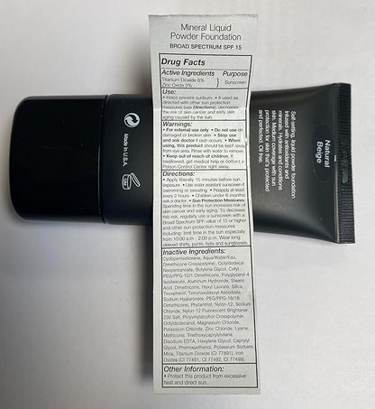 Jolie Mineral Liquid Powder Foundation SPF 15 1 Fl. Oz. Hypoallergenic - For All Skin Types (Natural Beige)