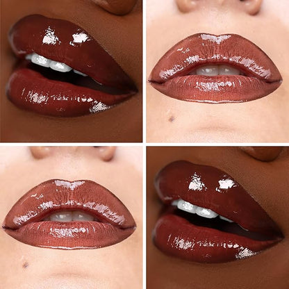 The Lip Bar Vegan Non-Sticky Lip Gloss, with Hydrating Shea Butter for a Lightweight, High Shine Finish, Flyy Girl - Rich Brown
