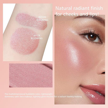 KYDA Marble Liquid Blush, Radiant Marbleized Blush for Cheek, Multidimensional Buildable Color, Lightweight Shimmery Satin Face Makeup, Lighting Glow Blusher, 03 Tender Peach