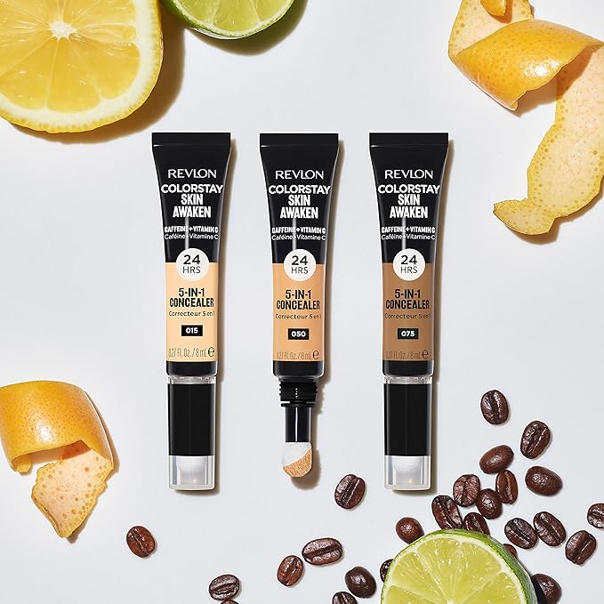 Revlon ColorStay Skin Awaken 5-in-1 Concealer, Lightweight, Creamy Longlasting Face Makeup with Caffeine & Vitamin C, For Imperfections, Dark Circles & Redness, 045 Honey, 0.27 Fl Oz