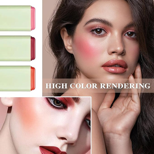 Cream Blush Stick,Waterproof Multi Makeup Cream Stick,Lightweight,Long-lasting,Easy To Use,2 in 4 Multi Blush for Cheeks & Lip Tint & Eyeshadow Makeup,Suitable for All Skin D