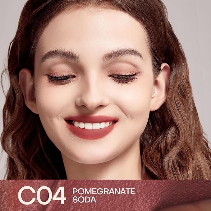 Mistine Cream Lip Gloss Thai latte Long Lasting Lip Gloss Non-sticky Silk Smooth Mist Matte Finish Lip Tint Gloss C04 Pomegranate Soda 0.1 fl oz 1 Count