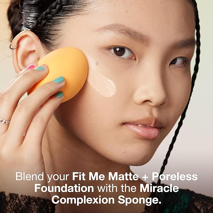 Maybelline Fit Me Matte + Poreless Liquid Foundation and Real Techniques Makeup Sponge Bundle, Includes 1 Foundation in Natural Beige and 2 Miracle Complexion Makeup Sponges