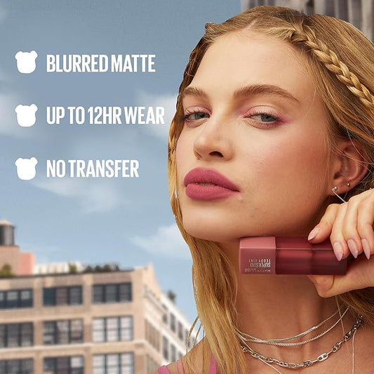 MAYBELLINE Super Stay Teddy Lip Tint, Long Lasting Matte Lipstick For Up To 12HR Wear, Petalcore, 1 Count