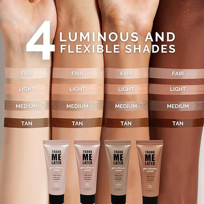 Elizabeth Mott Thank Me Later Glow Enhancer & Primer – Dermatologist & Allergy Tested – Illuminating Makeup Base & Highlighter for a Natural Glow – Vegan, Cruelty-Free - Light Sheer Glow Shade, 30g