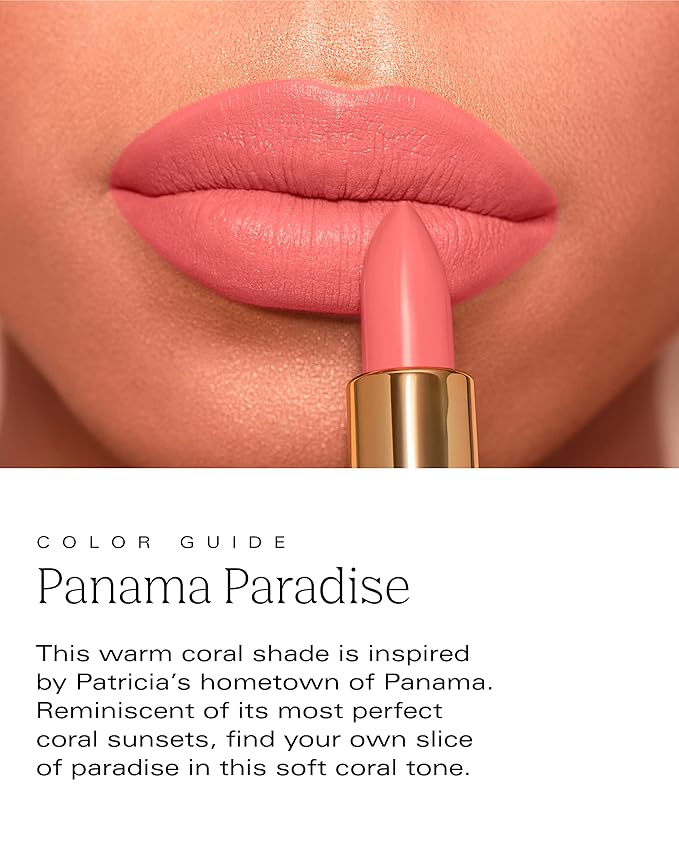 by Patricia De León | High Powered Lipstick (Panamá Paradise) | Intensely Colored Soft Coral Matte Finish Lipsticks | Long Lasting Hydrating Formula, Creamy Texture & Weightless Coverage | Vegan | .14 fl oz