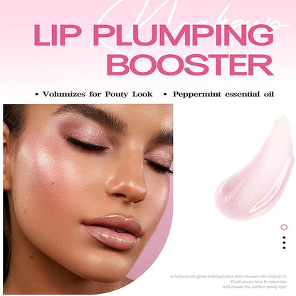 3 Colors Plump Gloss, Spicy Lip Plumping Booster Lip Glossy Lipstick, Hydrating, Volumizes, High-Shine, Fuller Mirror Lip Glaze, Plump &Pout Lip Plumper for Women Girls, Set #04,05,06