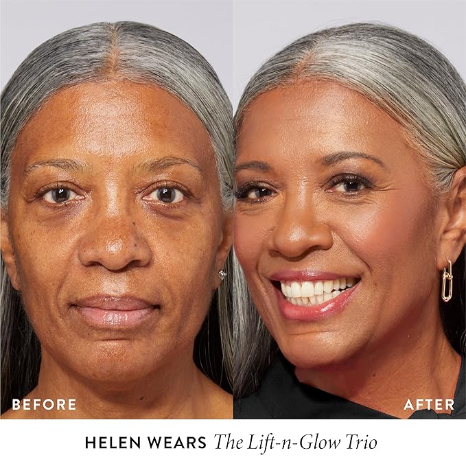 Geller's Greatest Lift-n-Glow Palette - Tahitian Glow, Pink Grapefruit, Toasted Coconut + Retractable Angled Kabuki Brush