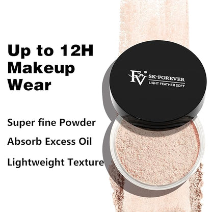 FV Baking Powder, Lightweight Loose Smooth Nature Setting Powder Highlighter Poreless Longwearing Matte Waterproof Oil Absorb Makeup Powder for Setting with No Flashback 0.35oz(10g)