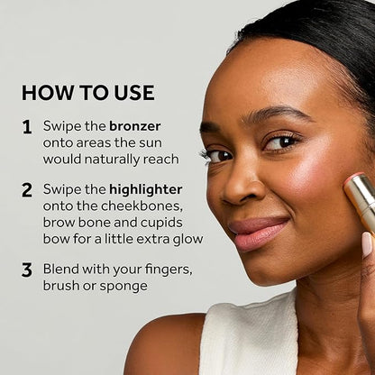 No7 Pro Artist Bronze & Glow Duo - Soft Glow Cream Bronzer (Deep) + Bronze & Glow Multistick (Deep Bronze/Golden Glow) – Radiant, Sun-Kissed Finish
