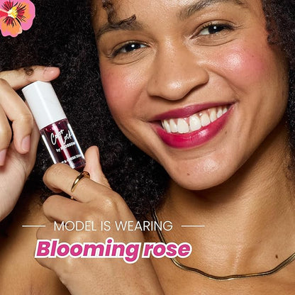 Blossom Lip Gloss Color Lock Lip Stain & Tint, Hydrating, Longlasting, Buildable, Non Drying, Smudgeproof + Transfer Proof, Made in USA with Doe Foot Applicator, 0.14oz, Blooming Rose