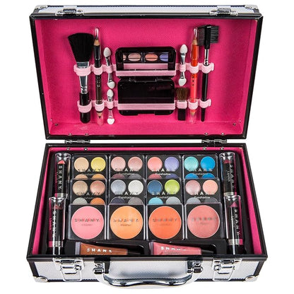 BRAND NAME Carry All Makeup Train Case with Pro Makeup and Reusable Aluminum Case - Silver