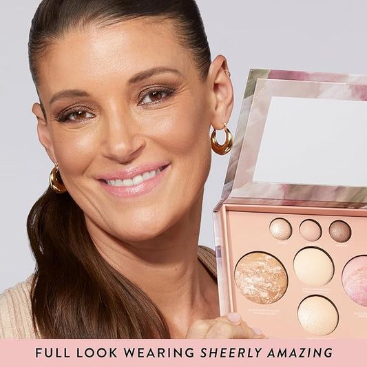 LAURA GELLER NEW YORK Own Your Age Kit: Best of the Best Palette and Jelly Balm Tinted Lip Color, Sheerly Amazing and Retractable Angled Kabuki Brush