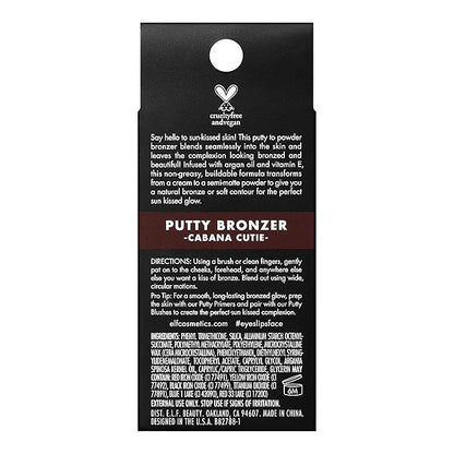 e.l.f. Putty Bronzer, Creamy & Highly Pigmented Formula, Creates a Long-Lasting Bronzed Glow, Infused with Argan Oil & Vitamin E, Cabana Cutie, 0.35 Oz (10g)