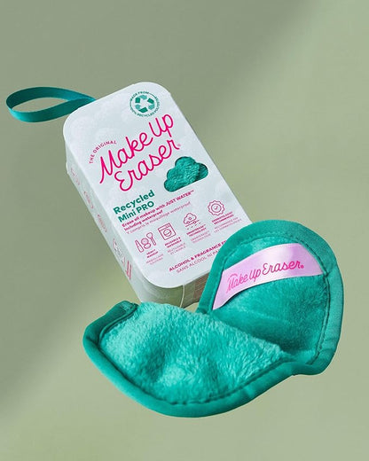 The Original MakeUp Eraser 100% Recycled Mini PRO, Erase All Makeup With Just Water, Including Waterproof Mascara, Eyeliner, Foundation, Lipstick, Sunscreen and More! (Green)