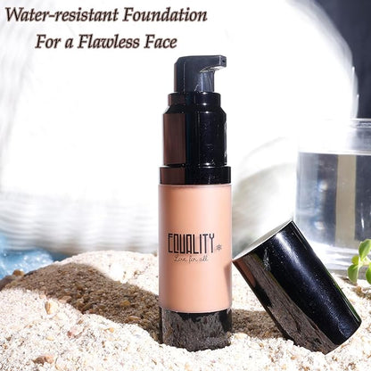 EQUALITY HI-DEF Foundation, Water resistant, Medium to Full coverage, Dewy finish non-matt, 12 hour wear Shine control, Cruelty Free, Paraben Free, 18ml/0.61 US Fl Oz - N10
