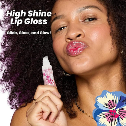 Blossom Lip Gloss Tubes, Cherry Scented Thick Clear High Shine Moisturizing Flower Lip Gel with Nourishing Jojoba Seed Oil, Infused with Real Flowers, 0.3oz, Cherry