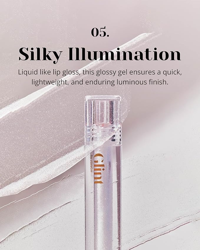 Glint Liquid Gel Highlighter (Glitter Veil, 0.1oz) - Multi-Use Face & Body Gloss for Smooth Glow, Long-Lasting Illuminator Balm for Healthy Radiance. Korean Makeup. Eyes, Cheeks