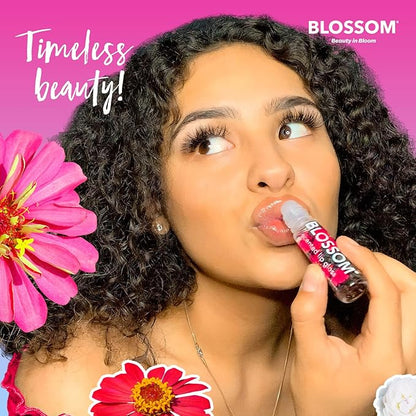 Blossom Scented Roll on Lip Gloss, Infused with Real Flowers, Made in USA, 0.4 fl. oz./11.8ml, 2 pack Gift Set, Strawberry/Raspberry