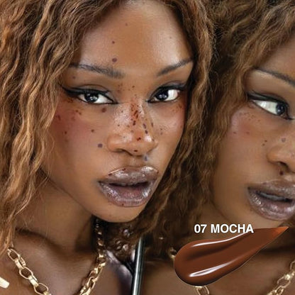 Liquid Foundation & Under Eye Concealer - Make Up Set for Flawless Dark Skin Base - Matte Foundation (Mocha) and Liquid Concealer (Cocoa)