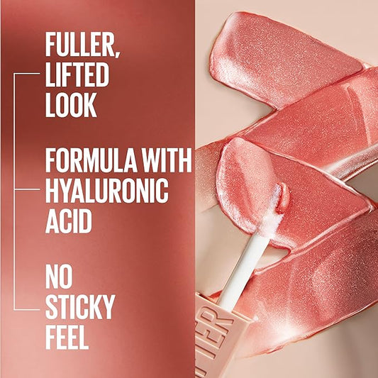 Maybelline Lifter Gloss, Hydrating Lip Gloss with Hyaluronic Acid, High Shine for Plumper Looking Lips, Silk, Warm Mauve Neutral, 0.18 Ounce