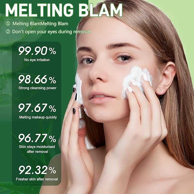 Cleansing Balm Makeup Remover, Melting Removing Cream for Stubborn Makeup and Mascara Remover, Natural Deep Cleansing Balm for Impurities Pore Cleanser, Facial Hydrating Gel Korean Skin Care, 2.65 oz
