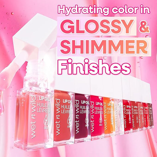 wet n wild Lip Oil - Lightweight, Non-Sticky, Hydrating & Nourishing Formula with 7 Conditioning Oils, Vegan & Cruelty-Free - Fuzzy Pillow