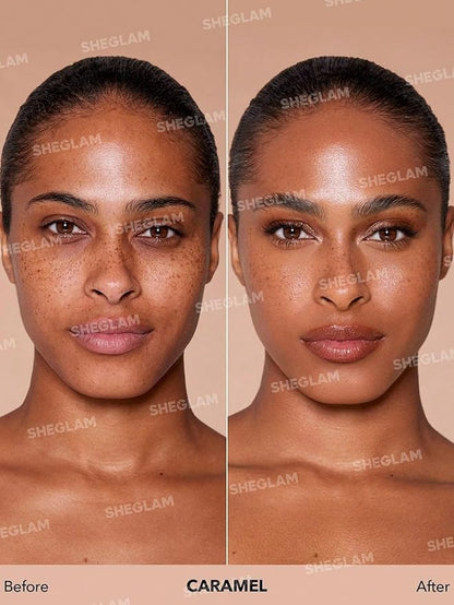 SHEGLAM Skinfinite Hydrating Foundation Flawless Dewy Foundation Hydrating Coverage Invisible Pore Concealer Pore-less Non-Greasy Lightweight Natural Soft Liquid Foundation-Caramel