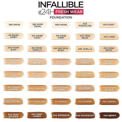 L’Oréal Paris Makeup Infallible Up to 24 Hour Fresh Wear Foundation, Sun Beige, 1 fl; Ounce (Pack of 2)