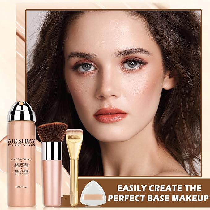 AIUEO Magic Minerals Airbrush Foundation Makeup Silky Mist Spray Foundation Makeup Airbrush Flawless Setting Spray Foundation for Mature Skin-Natural